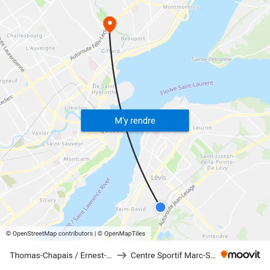 Thomas-Chapais / Ernest-Chouinard to Centre Sportif Marc-Simoneau map