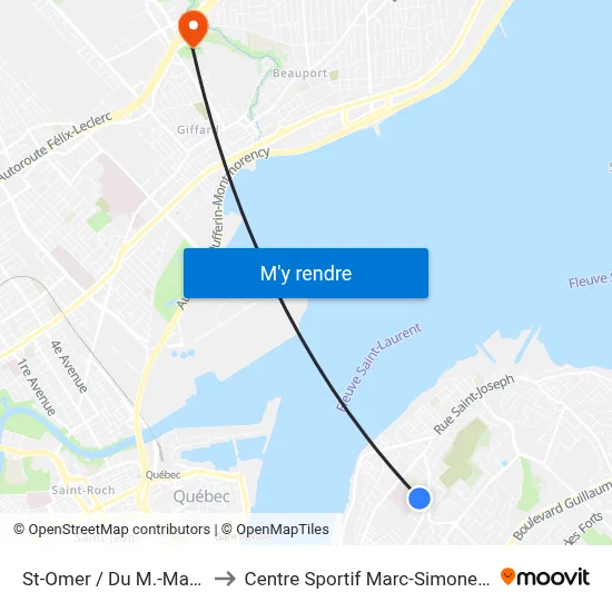 St-Omer / Du M.-Marie to Centre Sportif Marc-Simoneau map