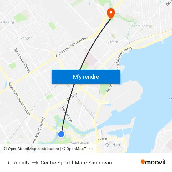 R.-Rumilly to Centre Sportif Marc-Simoneau map