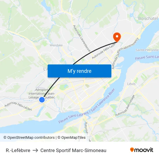 R.-Lefèbvre to Centre Sportif Marc-Simoneau map