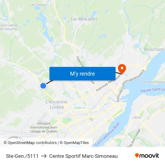 Ste-Gen./5111 to Centre Sportif Marc-Simoneau map
