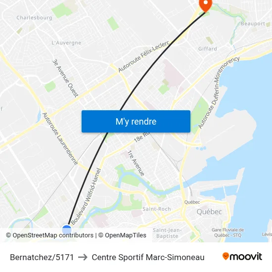 Bernatchez/5171 to Centre Sportif Marc-Simoneau map