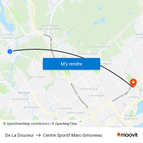 De La Douceur to Centre Sportif Marc-Simoneau map