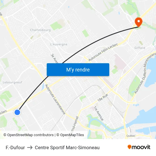 F.-Dufour to Centre Sportif Marc-Simoneau map