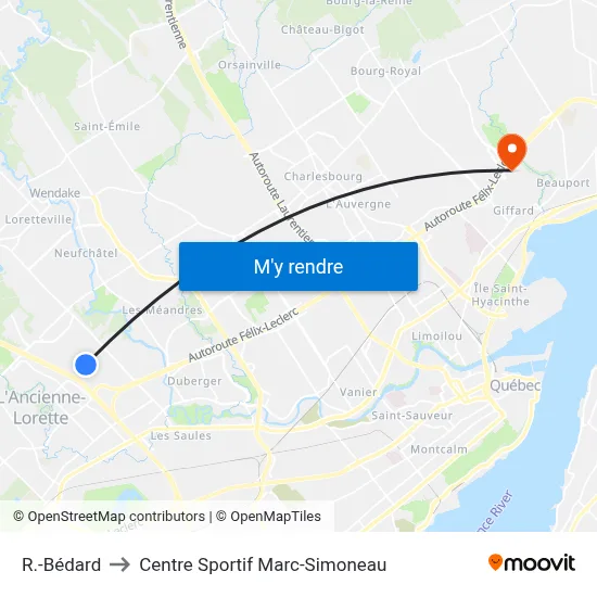 R.-Bédard to Centre Sportif Marc-Simoneau map