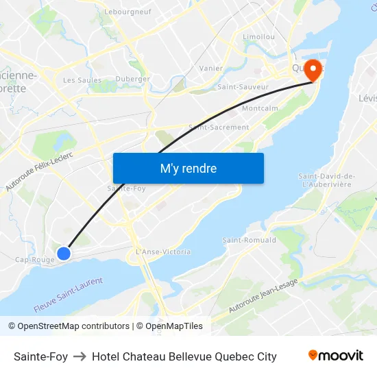 Sainte-Foy to Hotel Chateau Bellevue Quebec City map
