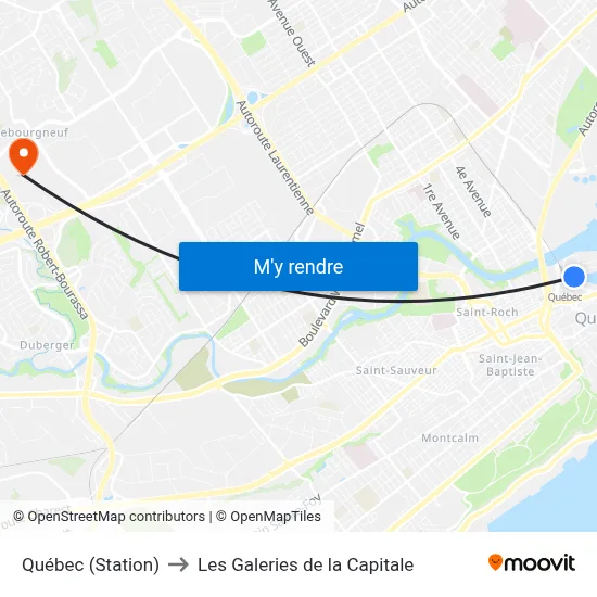 Québec (Station) to Les Galeries de la Capitale map