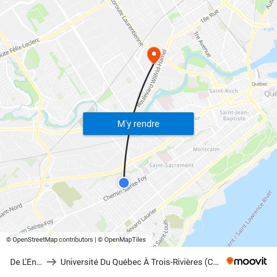 De L'Entente to Université Du Québec À Trois-Rivières (Campus De Québec) map