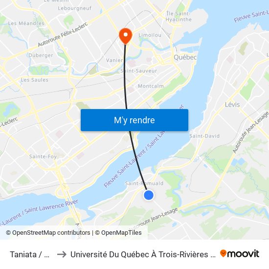 Taniata / Beaupré to Université Du Québec À Trois-Rivières (Campus De Québec) map