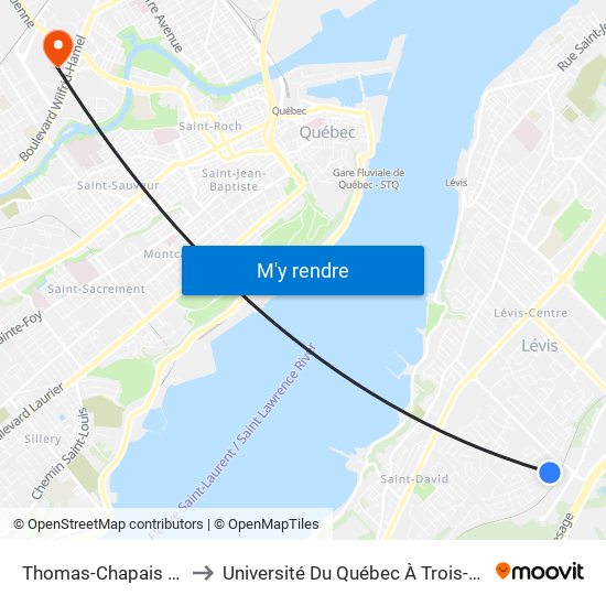 Thomas-Chapais / Ernest-Chouinard to Université Du Québec À Trois-Rivières (Campus De Québec) map