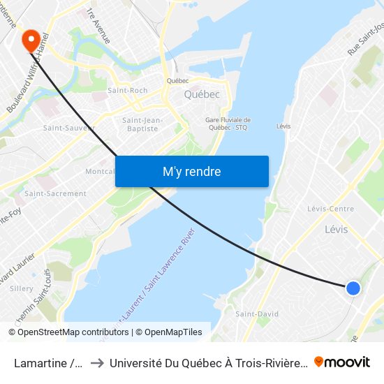 Lamartine / De Ségur to Université Du Québec À Trois-Rivières (Campus De Québec) map