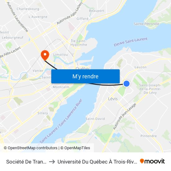 Société De Transport De Lévis to Université Du Québec À Trois-Rivières (Campus De Québec) map