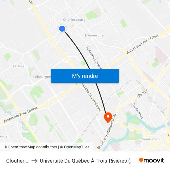 Cloutier/4222 to Université Du Québec À Trois-Rivières (Campus De Québec) map