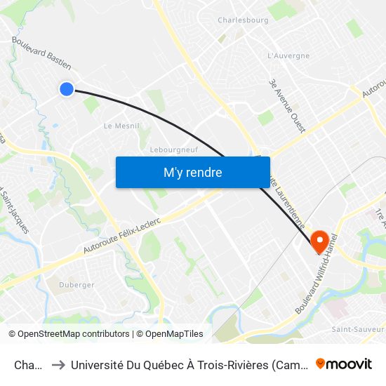 Chauvet to Université Du Québec À Trois-Rivières (Campus De Québec) map