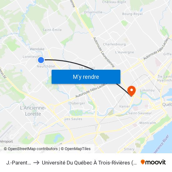 J.-Parent/4281 to Université Du Québec À Trois-Rivières (Campus De Québec) map