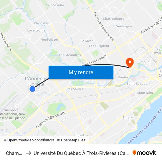 Chambord to Université Du Québec À Trois-Rivières (Campus De Québec) map