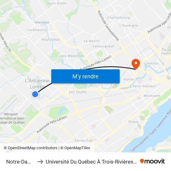 Notre-Dame/4413 to Université Du Québec À Trois-Rivières (Campus De Québec) map