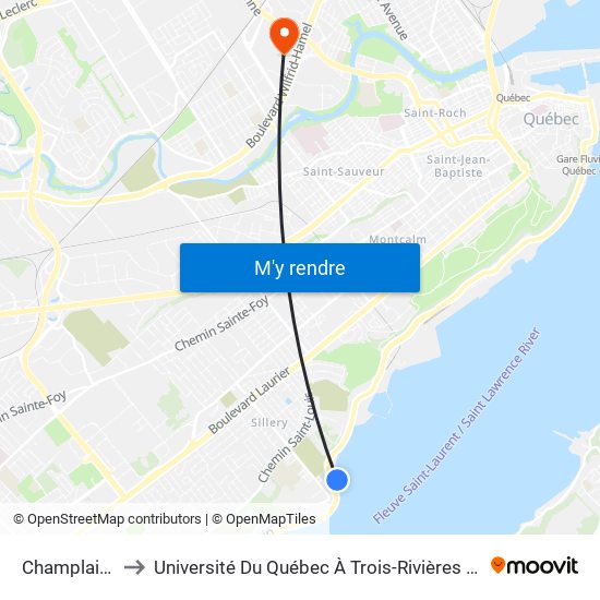 Champlain/7021 to Université Du Québec À Trois-Rivières (Campus De Québec) map