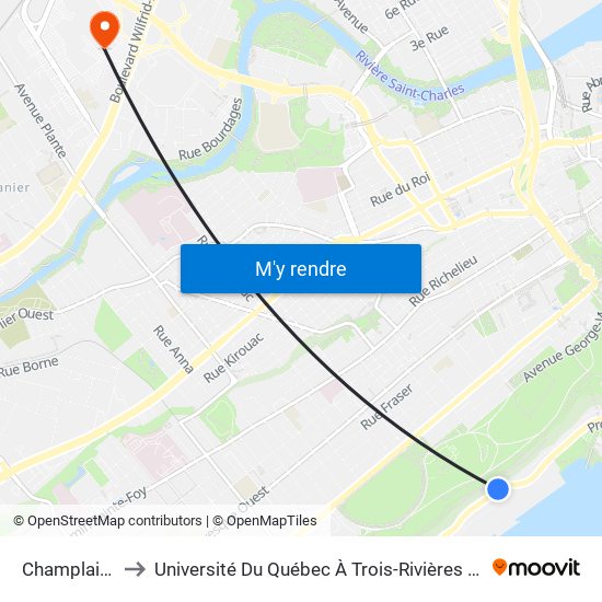 Champlain/7026 to Université Du Québec À Trois-Rivières (Campus De Québec) map