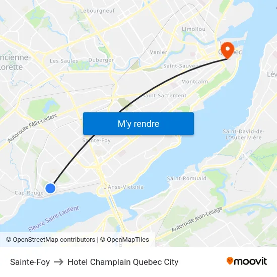 Sainte-Foy to Hotel Champlain Quebec City map