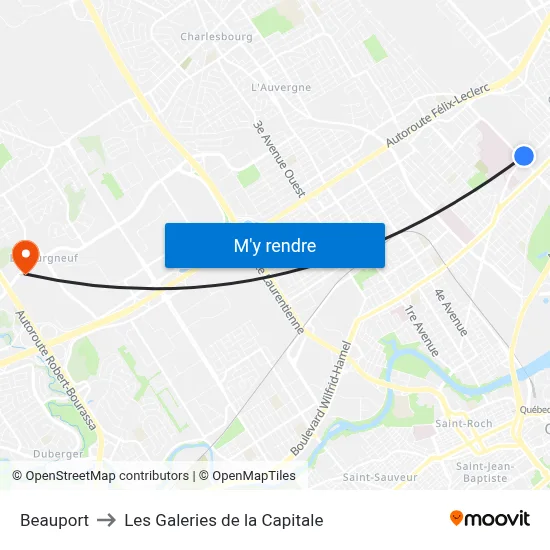 Beauport to Les Galeries de la Capitale map