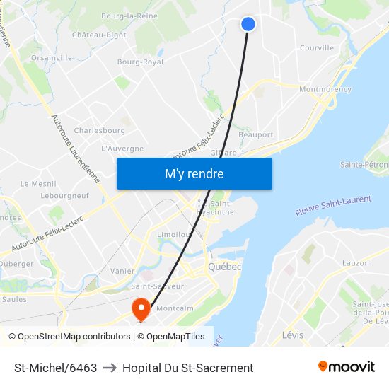 St-Michel/6463 to Hopital Du St-Sacrement map