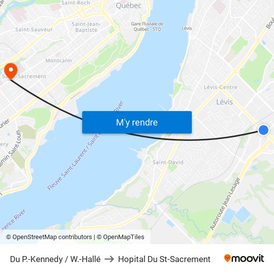 Du P.-Kennedy / W.-Hallé to Hopital Du St-Sacrement map
