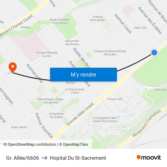 Gr. Allée/6606 to Hopital Du St-Sacrement map