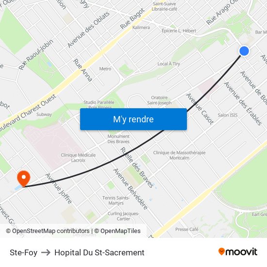 Ste-Foy to Hopital Du St-Sacrement map