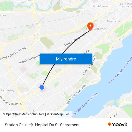 Station Chul to Hopital Du St-Sacrement map