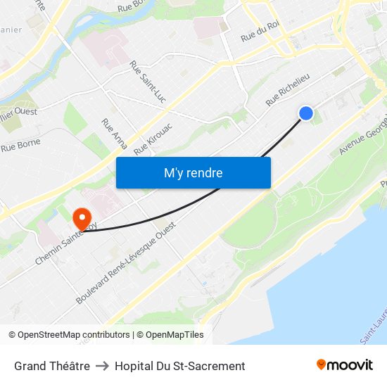 Grand Théâtre to Hopital Du St-Sacrement map