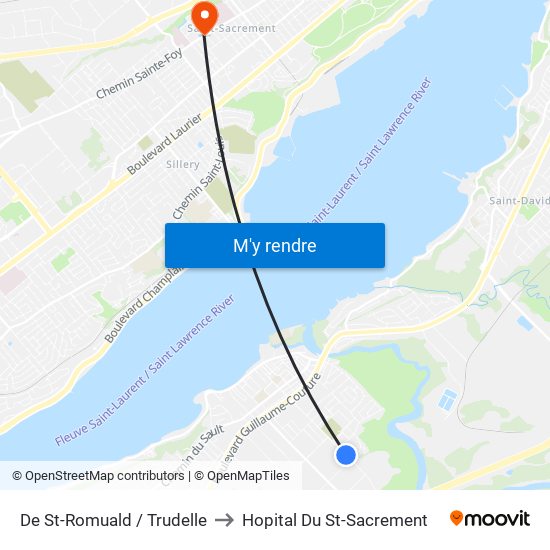 De St-Romuald / Trudelle to Hopital Du St-Sacrement map