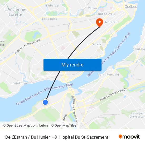 De L'Estran / Du Hunier to Hopital Du St-Sacrement map