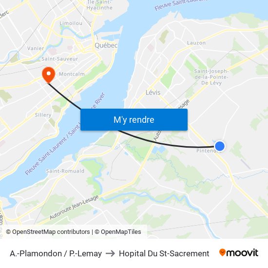A.-Plamondon / P.-Lemay to Hopital Du St-Sacrement map