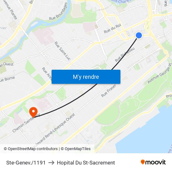 Ste-Genev./1191 to Hopital Du St-Sacrement map