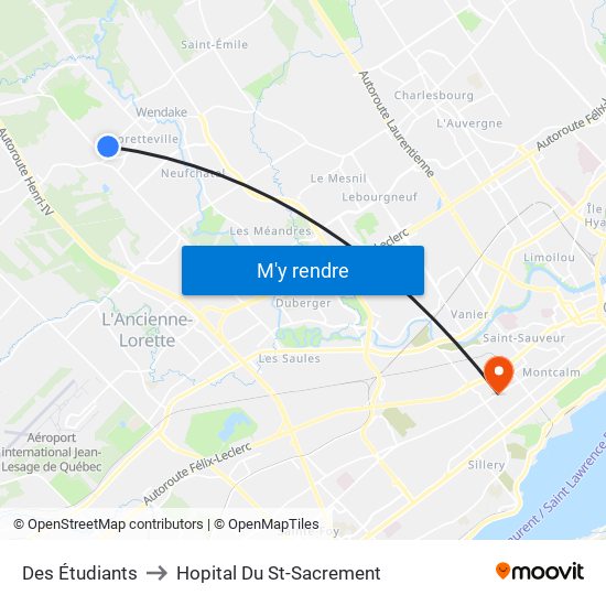 Des Étudiants to Hopital Du St-Sacrement map