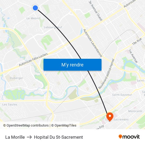 La Morille to Hopital Du St-Sacrement map
