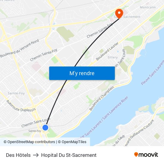 Des Hôtels to Hopital Du St-Sacrement map