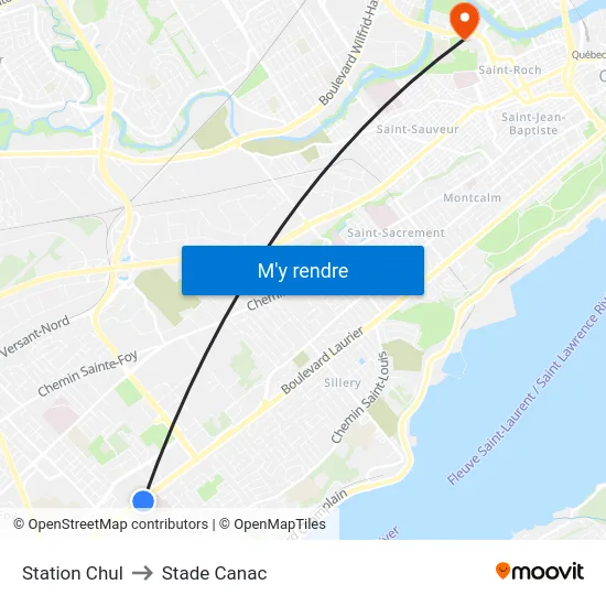 Station Chul to Stade Canac map