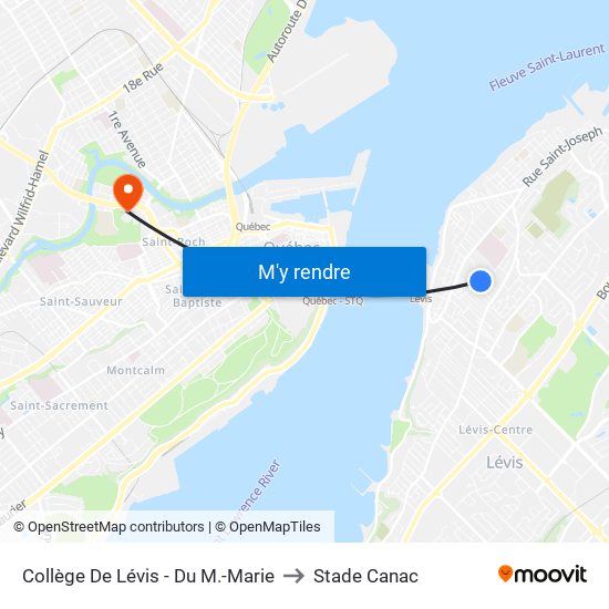 Collège De Lévis - Du M.-Marie to Stade Canac map