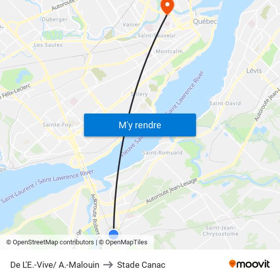 De L'E.-Vive/ A.-Malouin to Stade Canac map