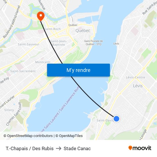 T.-Chapais / Des Rubis to Stade Canac map