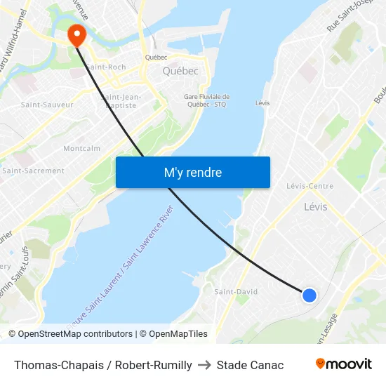 Thomas-Chapais / Robert-Rumilly to Stade Canac map