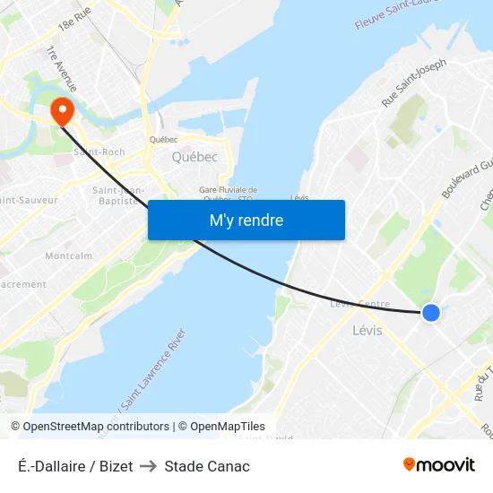 É.-Dallaire / Bizet to Stade Canac map