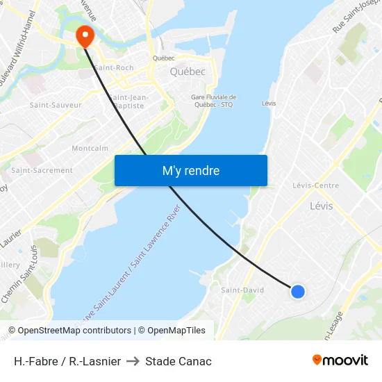 H.-Fabre / R.-Lasnier to Stade Canac map
