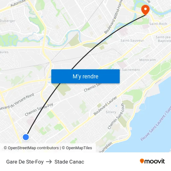 Gare De Ste-Foy to Stade Canac map
