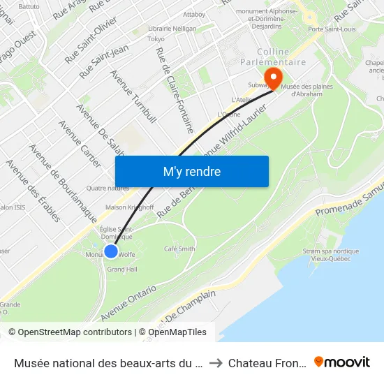 Musée national des beaux-arts du Québec to Chateau Frontena map
