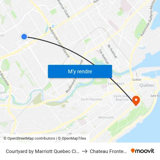 Courtyard by Marriott Quebec City to Chateau Frontena map