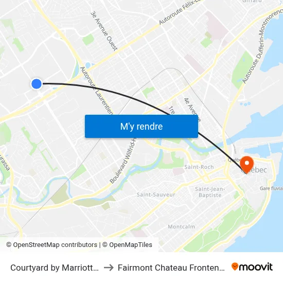 Courtyard by Marriott Quebec City to Fairmont Chateau Frontenac, Quebec City map