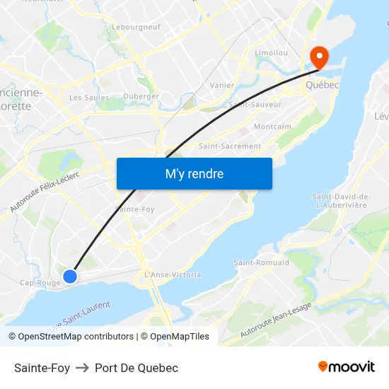 Sainte-Foy to Port De Quebec map